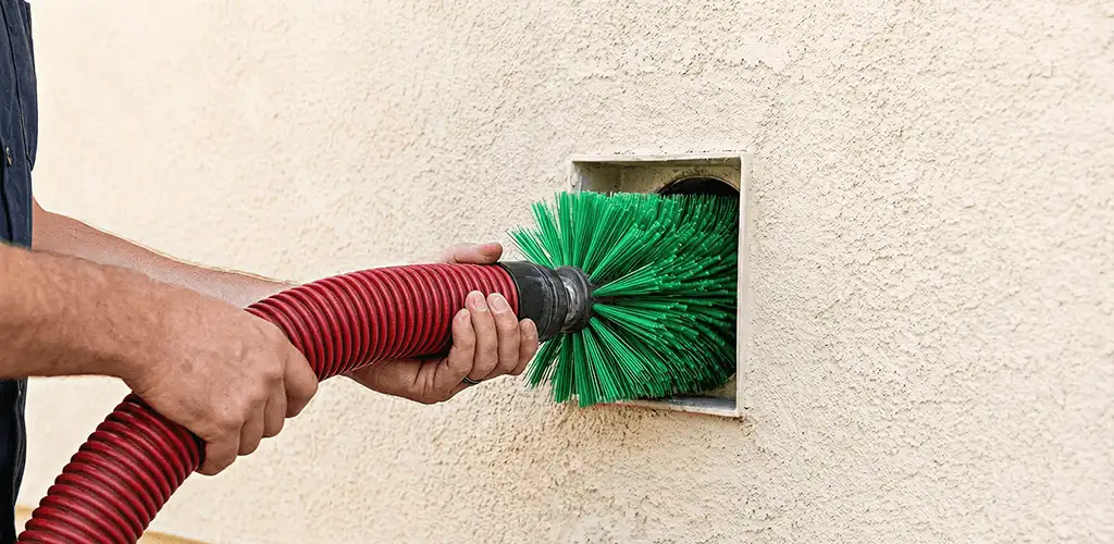 Air duct cleaning brush removing debris from a vent opening in Charleston, SC