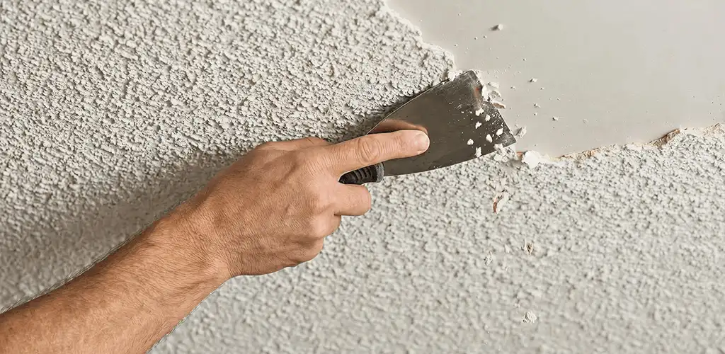 Popcorn ceiling removal scraping off textured ceiling finish in Charleston, SC