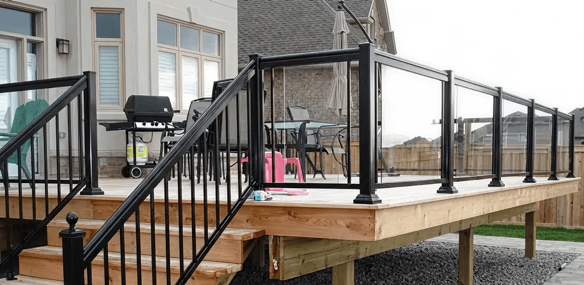 Handrail installation on a deck staircase for safety and code compliance in Charleston, SC