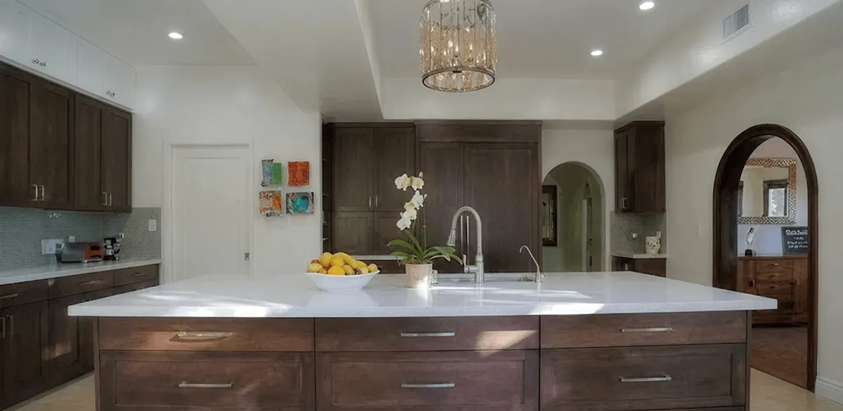 Cabinet refacing project with updated kitchen cabinets and island in Charleston, SC