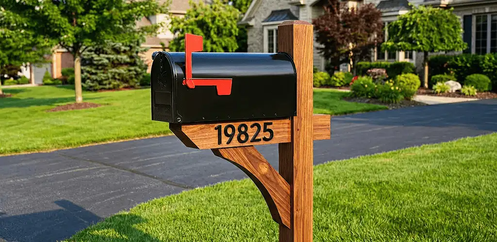 New mailbox installation with post and address number for a home in Charleston, SC