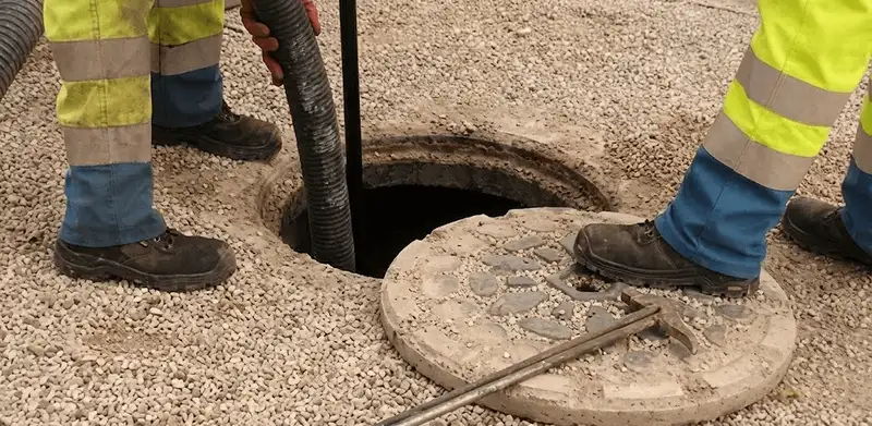 Drain cleaning crew clearing a sewer access point with professional equipment in Charleston, SC