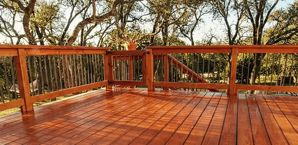 Deck sealing results with a freshly sealed wood deck in Charleston, SC